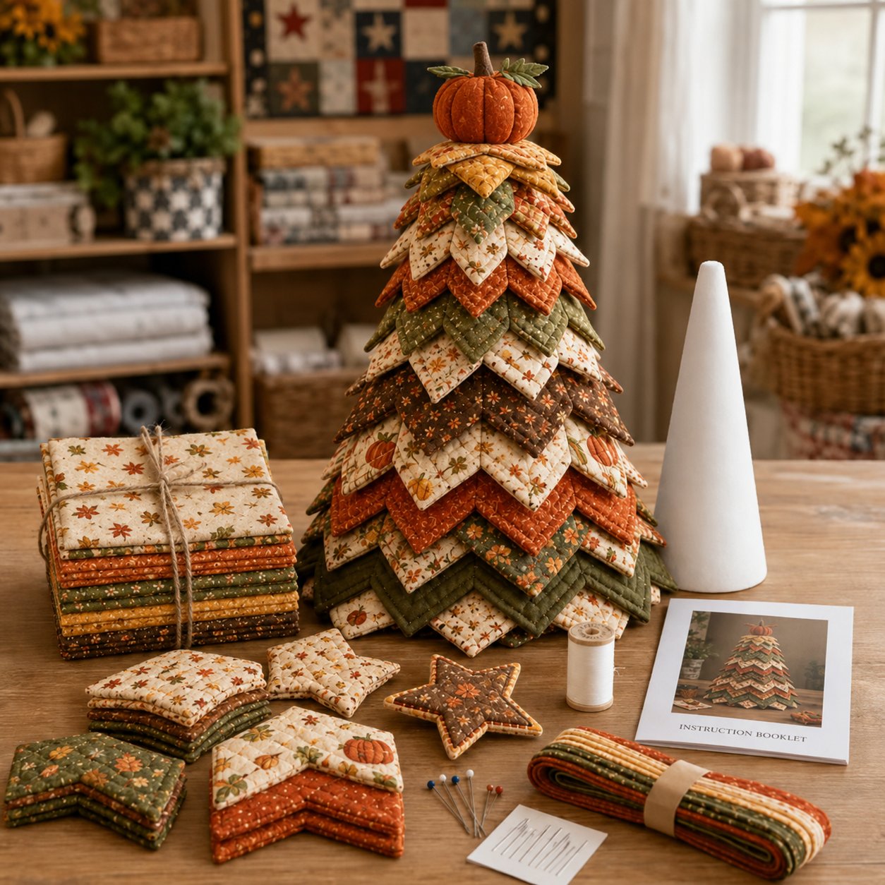 🔥 LAST DAY 49% OFF - 🎄🧵Americana Christmas Tree Quilt Kit💕