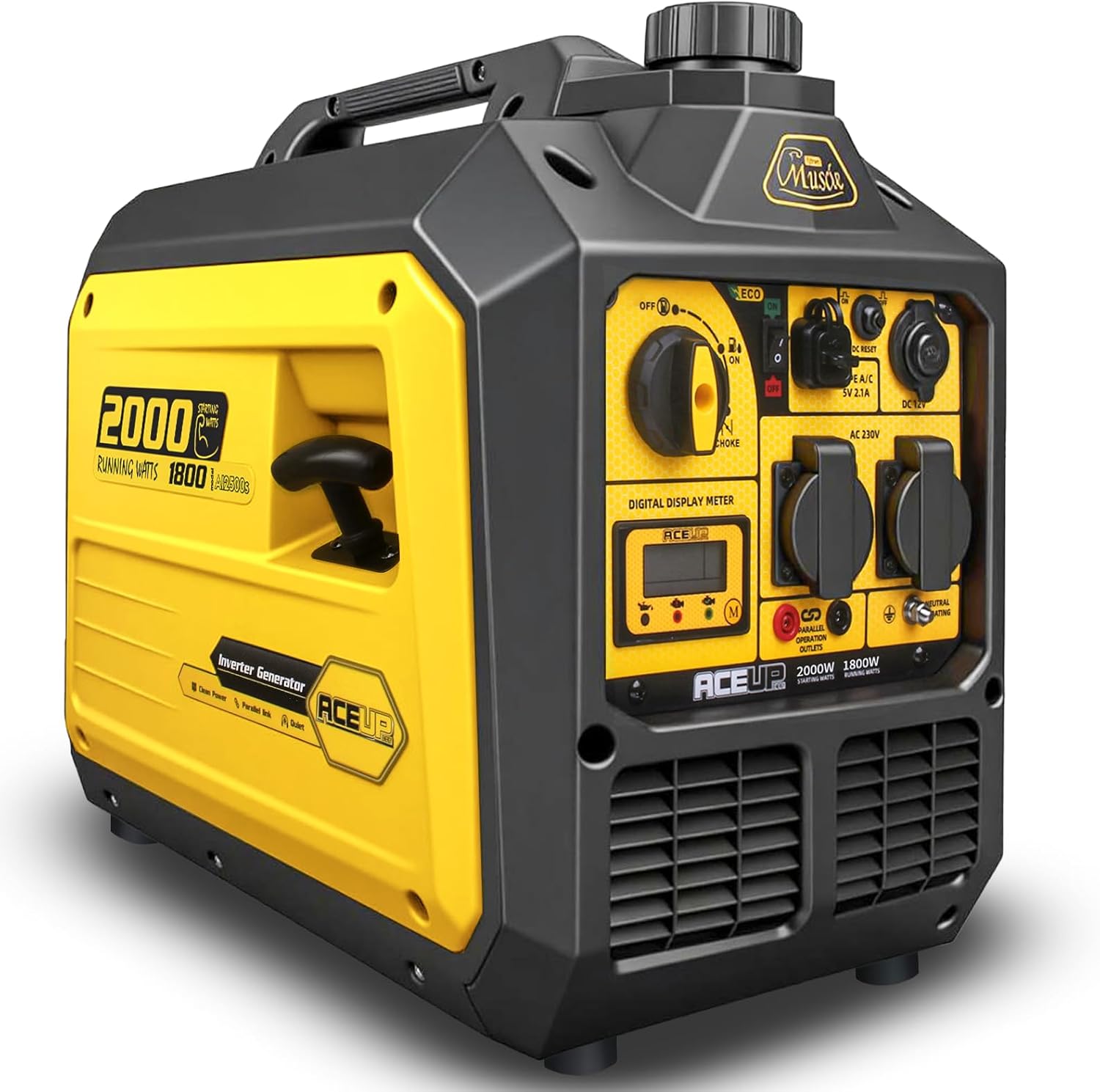 Aceup Energy generador de emergencia gasolina 2000 W - pantalla digital - modo ecológico - USB - 230 V-Palolyhaven