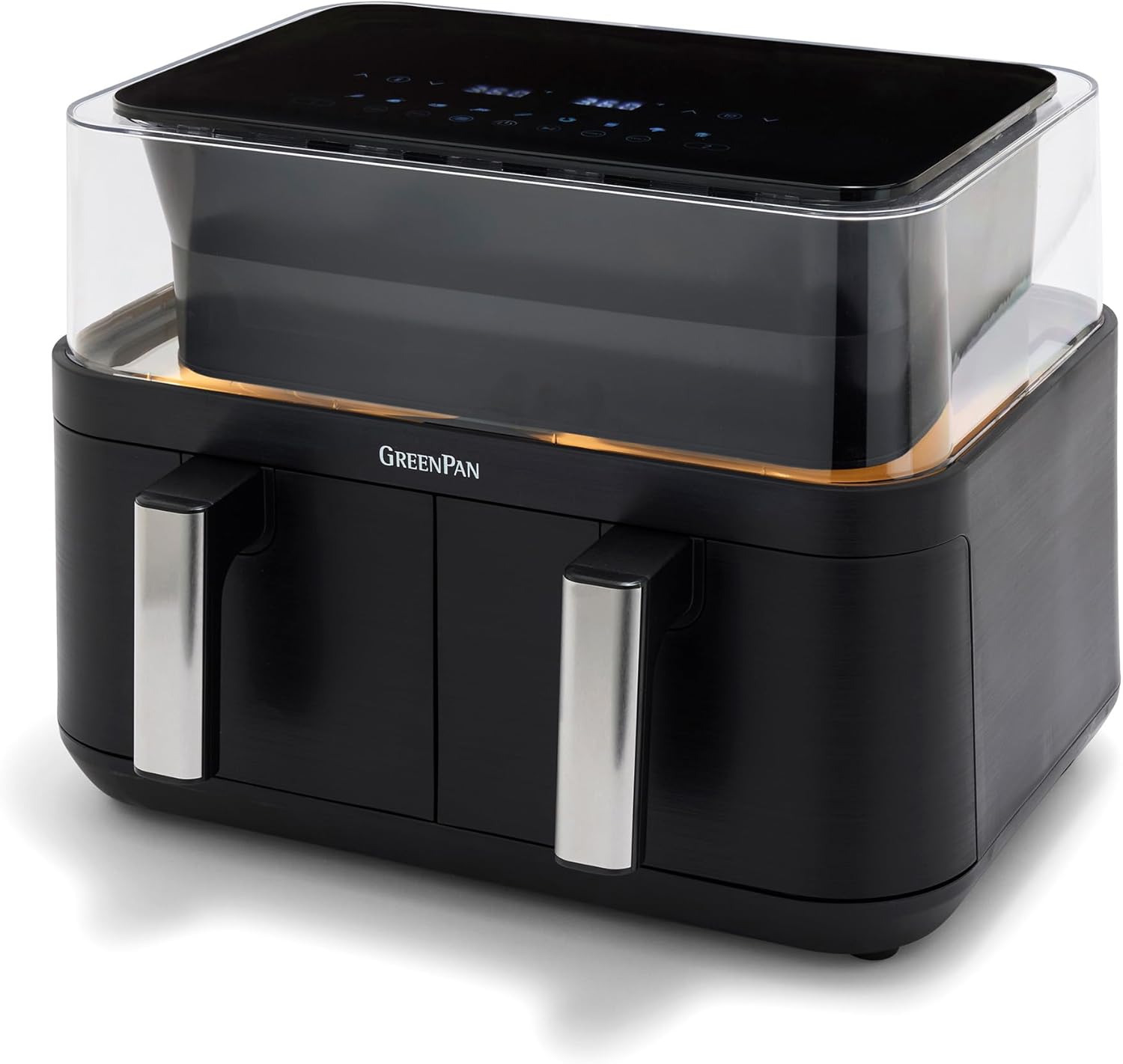 Freidora de aire Clearview doble extracción 10 cuartos 1500W función dual ventana visual control táctil cocina saludable - freidora de aire doble zona con visión - cocción sin aceite con control digital-Palolyhaven