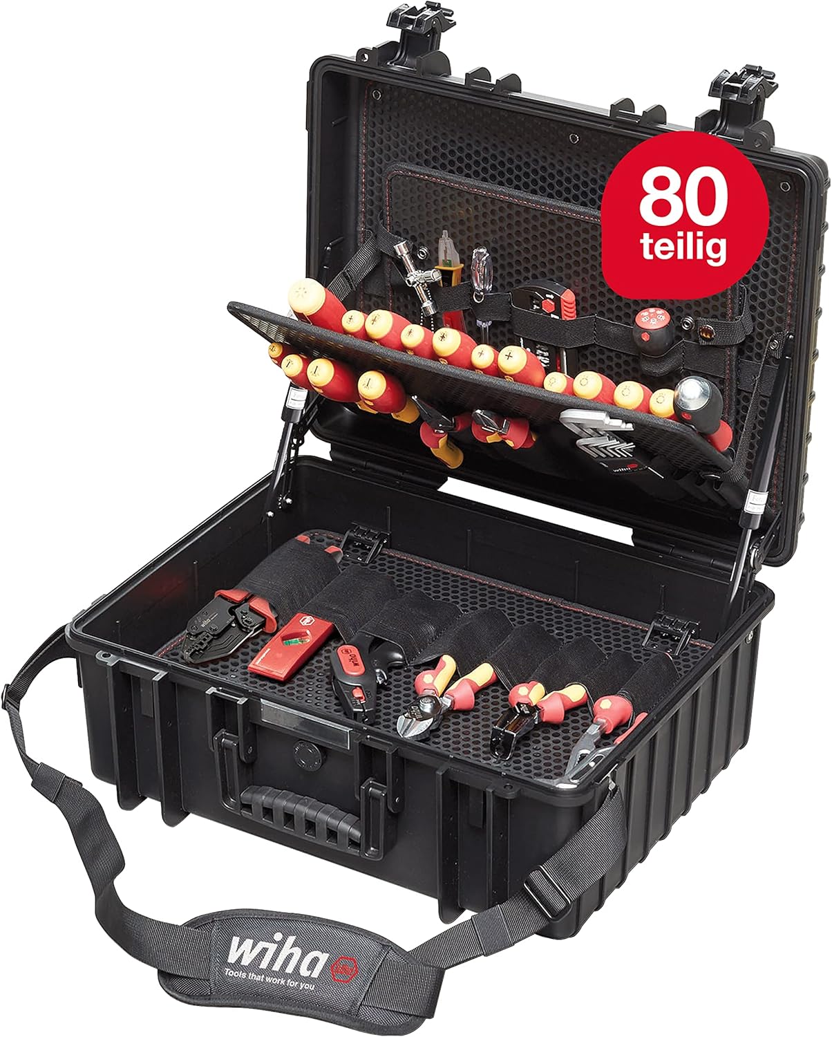Wiha Competence XL juego de herramientas para electricistas 83 piezas - VDE hasta 1000 V CA - caja 51 x 23 x 45 cm-Palolyhaven
