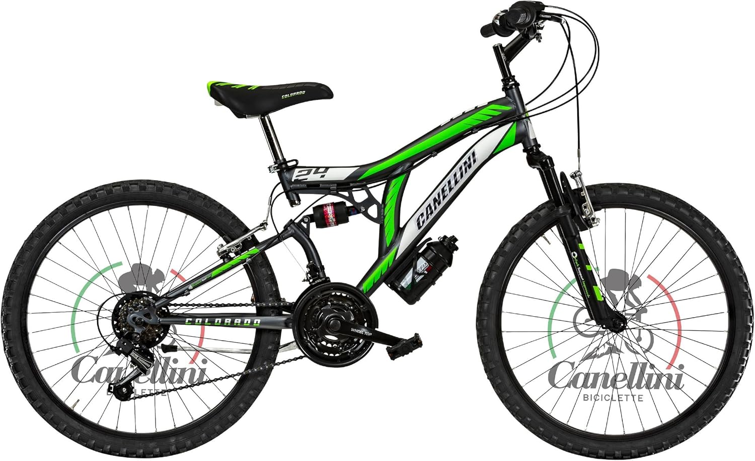 Colorado bicicleta de montaña infantil 24 pulgadas - suspensión doble - acero aleado - verde - soporte incluido-Palolyhaven