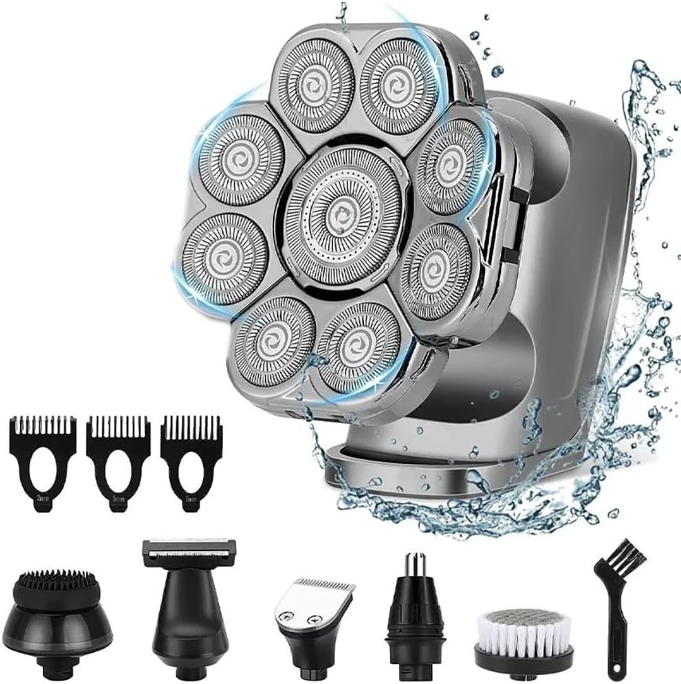 Afeitadora Eléctrica 9D para Hombre Calvo - Kit de Aseo 6 en 1 Impermeable para Uso en Seco y Húmedo-Palolyhaven