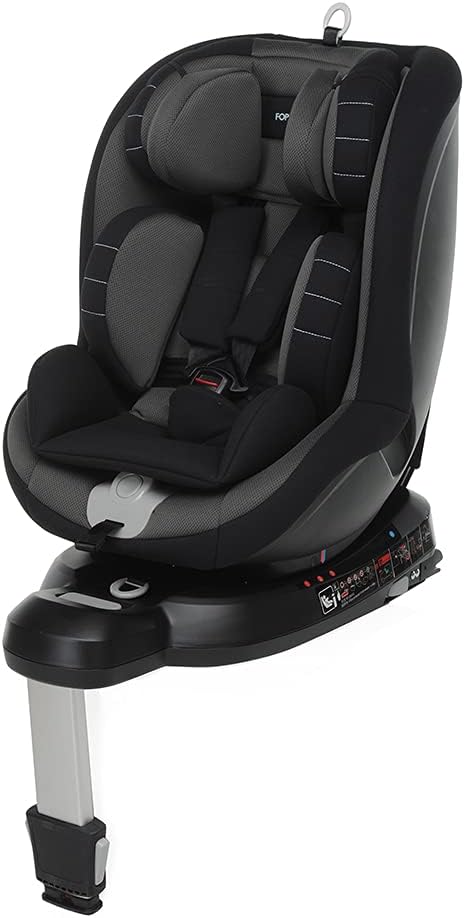 Silla de Coche Giratoria 360 ISOFIX - 40-105 cm - Reclinable - Arnés 5 Puntos - Negro-Palolyhaven