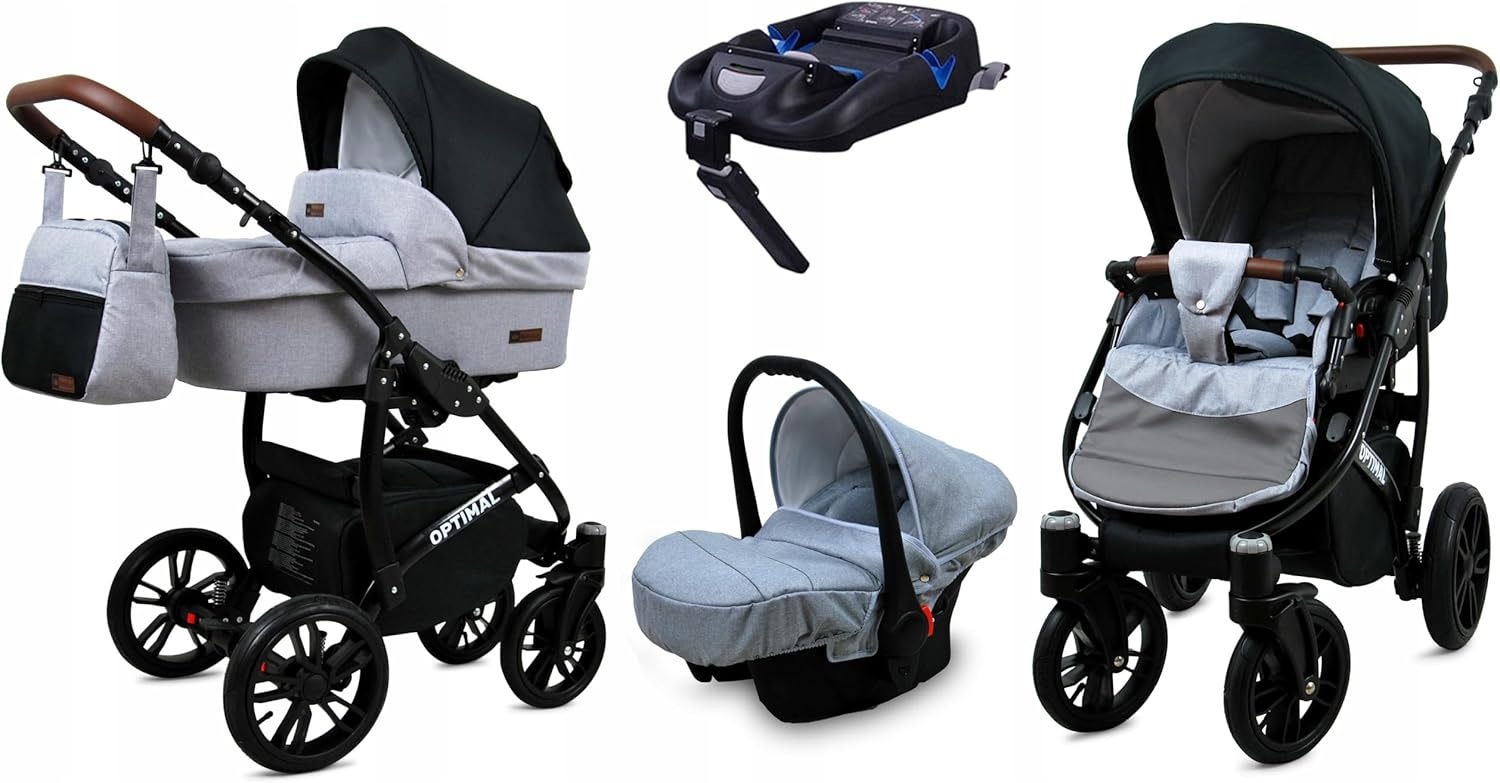 BabyLux carrito bebé sistema de viaje 4 en 1 capazo silla coche ISOFIX bolso cambiador Silver-Black-Palolyhaven