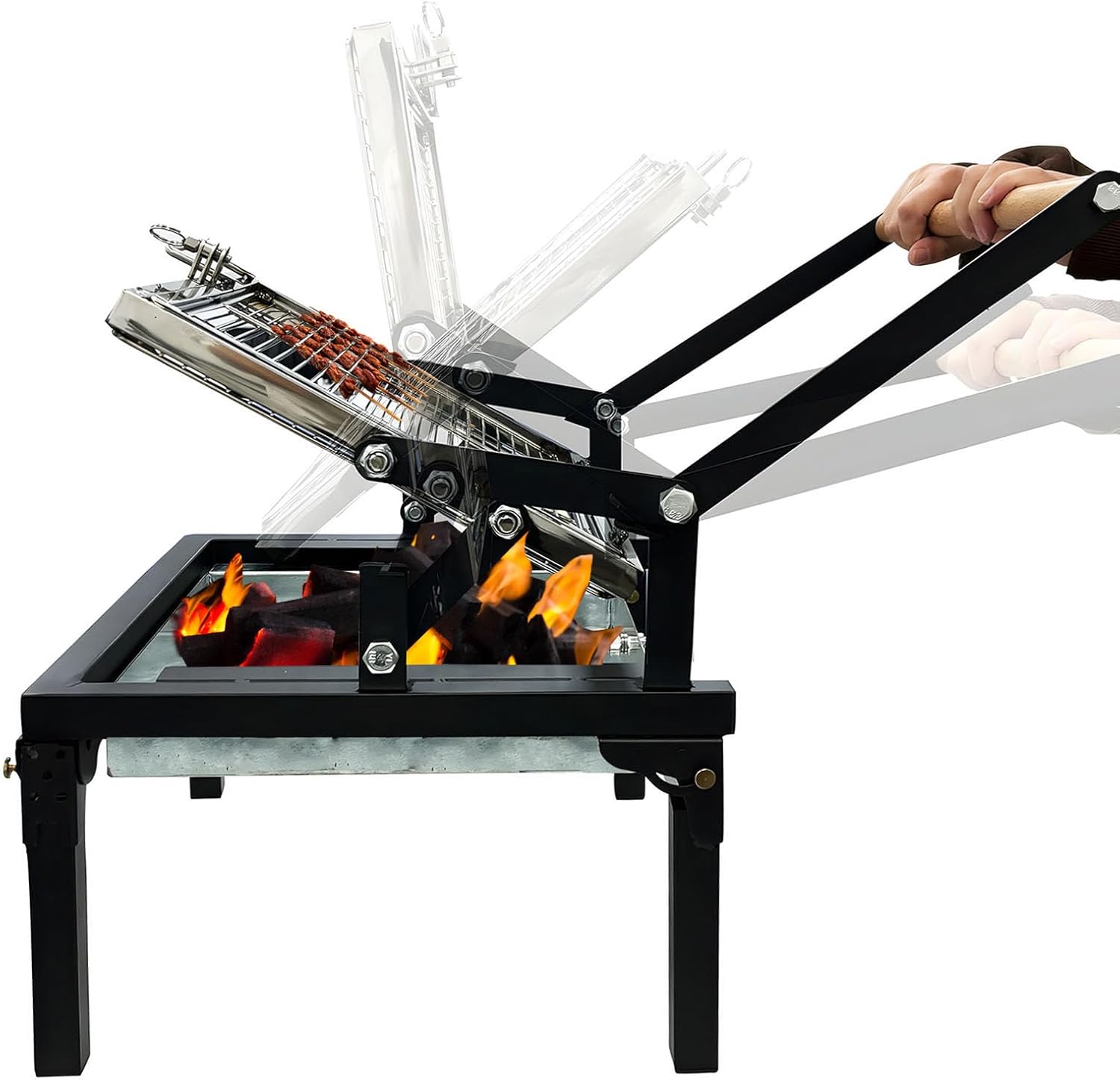 Parrilla Portátil de Carbón con Rejilla Giratoria 360 Grados 45,7 x 38,1 x 33 cm - Barbacoa Compacta Plegable para Camping Playa Jardín y Picnic-Palolyhaven