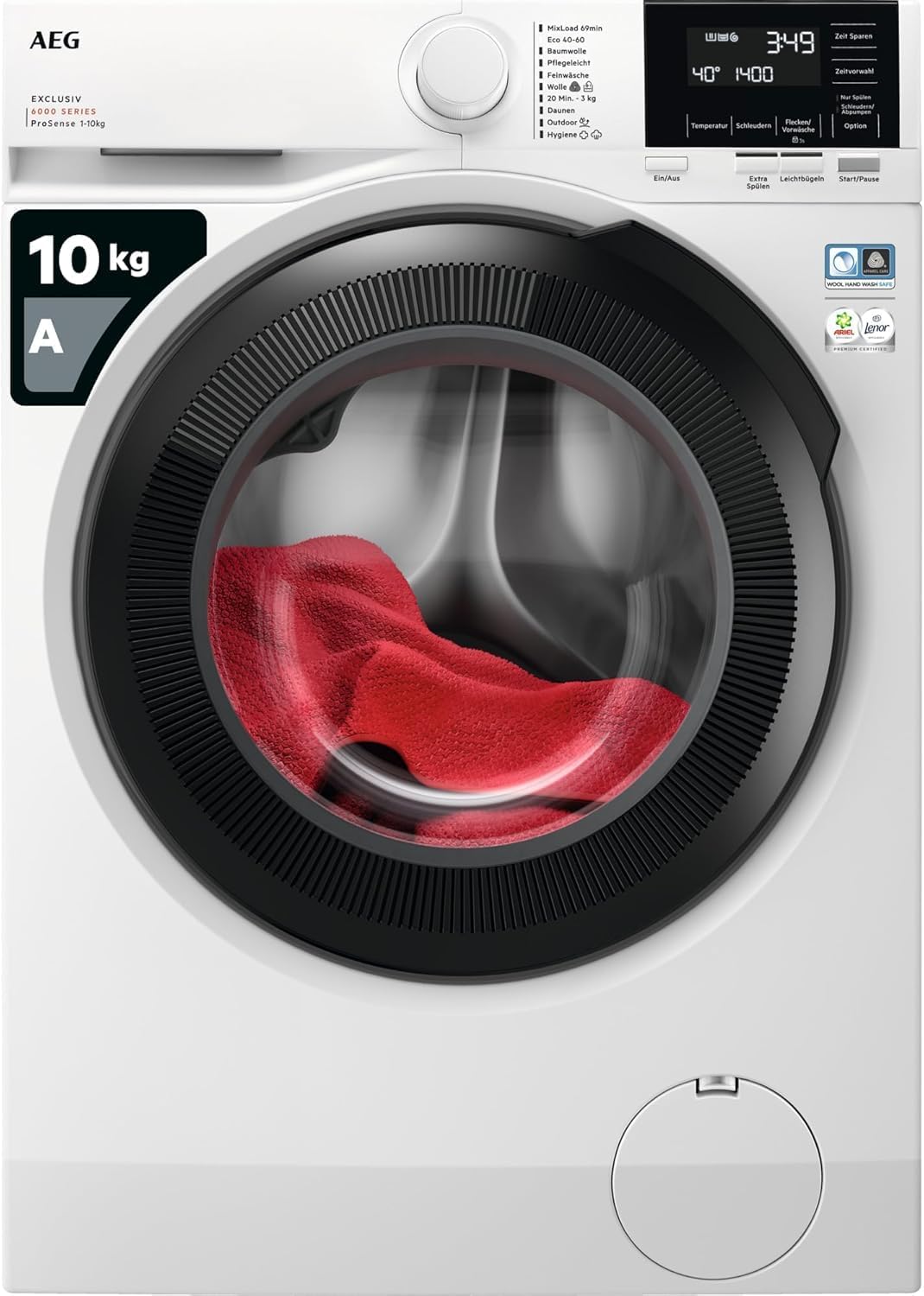 Lavadora AEG Serie 6000 LFR6114O4B - carga frontal de 10 kg - 1400 rpm - motor Inverter - vapor higiénico - clase A - blanca-Palolyhaven