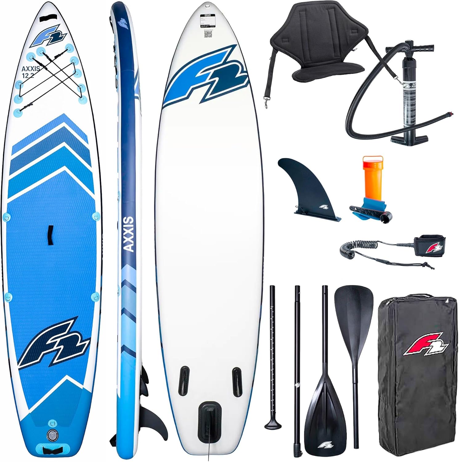 F2 AXXIS Combo tabla surf hinchable SUP - PVC - 372 x 86 cm - azul marino - hasta 180 kg-Palolyhaven