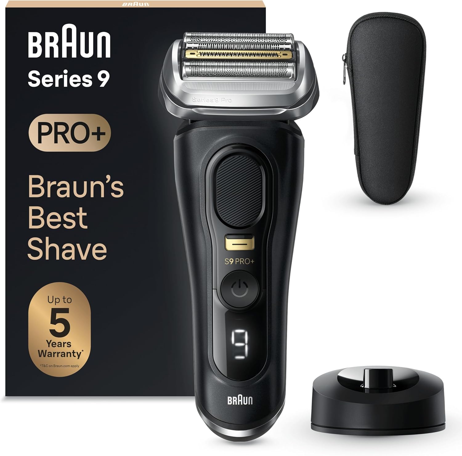 Afeitadora Eléctrica Braun Series 9 Pro Plus Negra - 5 Elementos de Afeitado Recortadora Pelo Largo 60 Min y Soporte de Carga-Palolyhaven