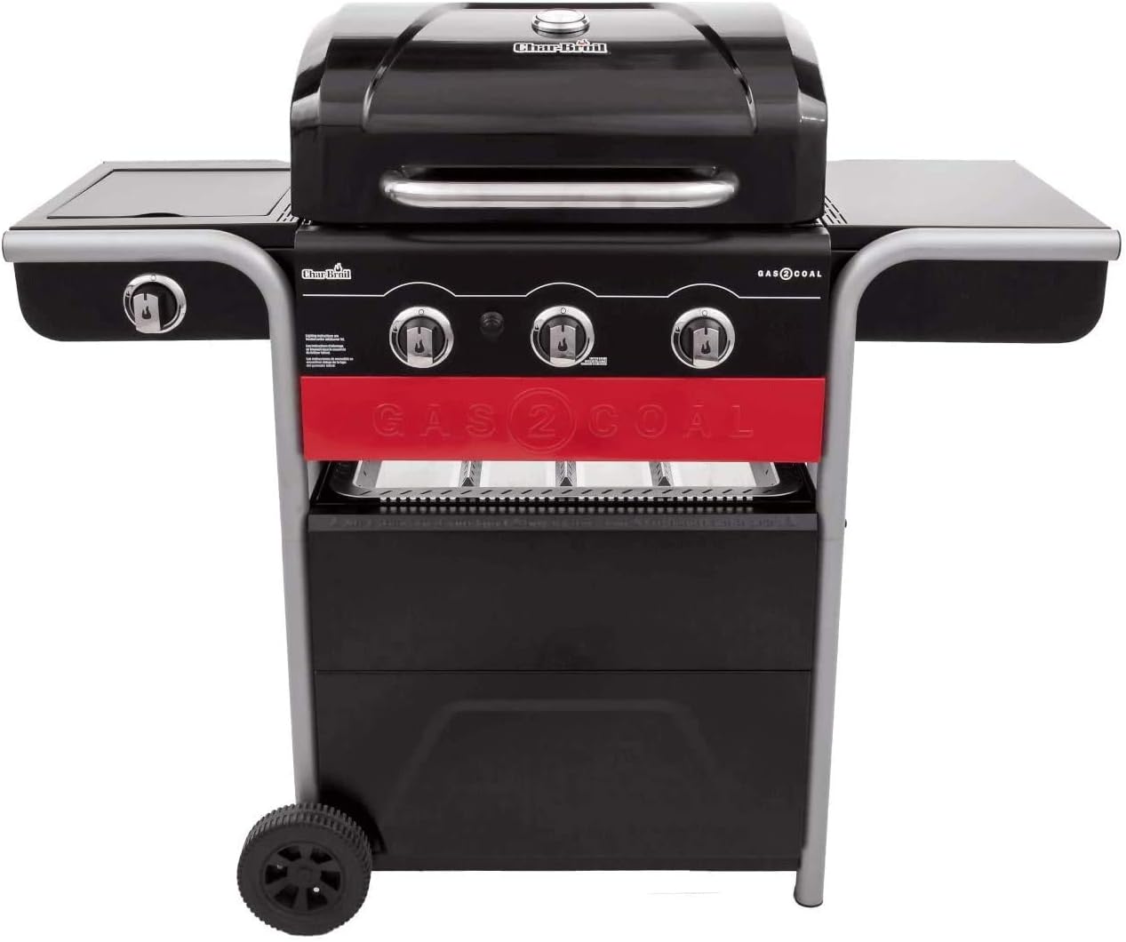 Char-Broil Gas2Coal 330 Hybrid barbacoa gas carbón - 3 quemadores - estante calentamiento - negro-Palolyhaven
