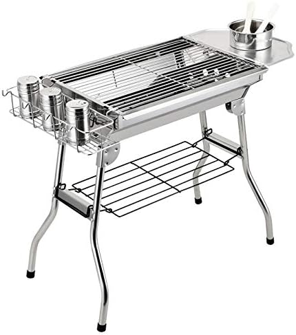 Parrilla de Barbacoa de Acero Inoxidable para Exteriores - Parrilla de Carbón Plegable Portátil - Estante para Picnic Camping Jardín y Cocina al Aire Libre-Palolyhaven