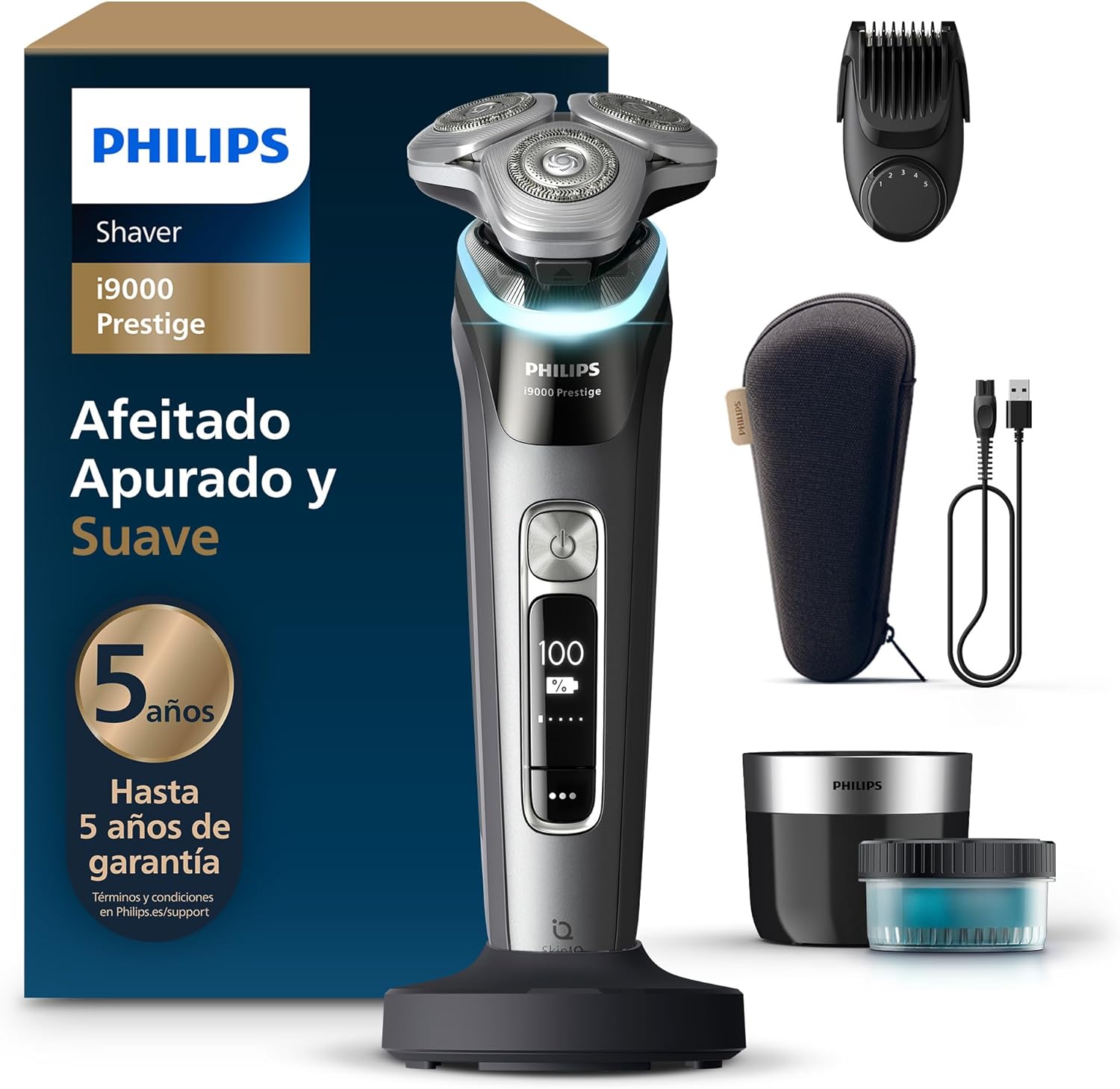 Afeitadora Eléctrica Philips i9000 Prestige XP920233 Negra - SkinIQ Recargable con Recortador Centro Limpieza y Cabezal Pivotante-Palolyhaven