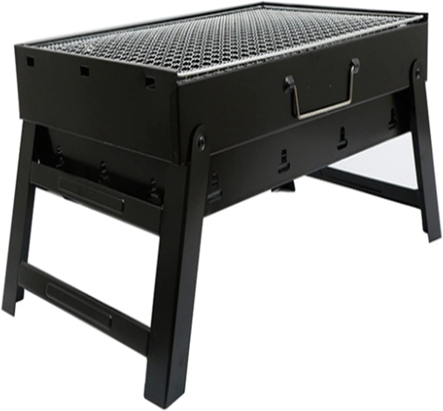 Parrilla barbacoa portátil gruesa - acero laminado en frío - carbón - 35 x 27 x 19,5 cm - negra-Palolyhaven