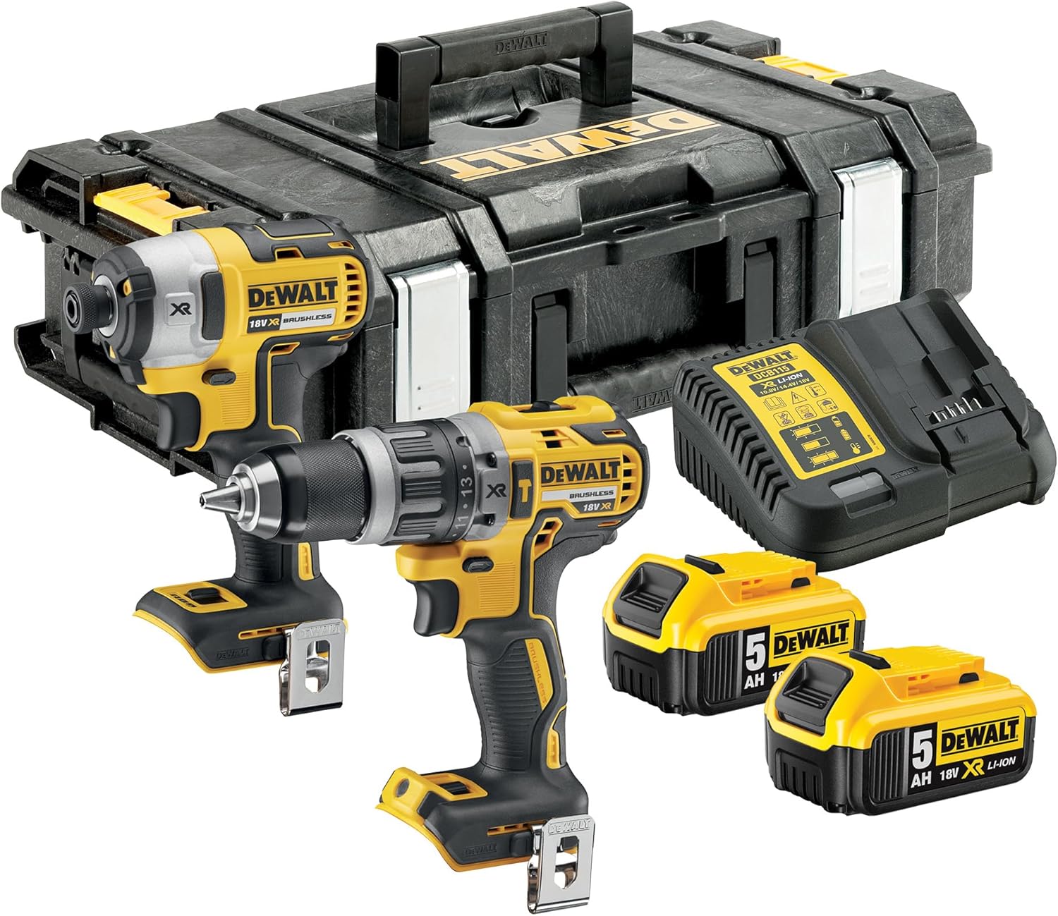 DEWALT kit doble 18V XR Brushless - taladro percutor - atornillador de impacto - 2 baterías 5Ah-Palolyhaven
