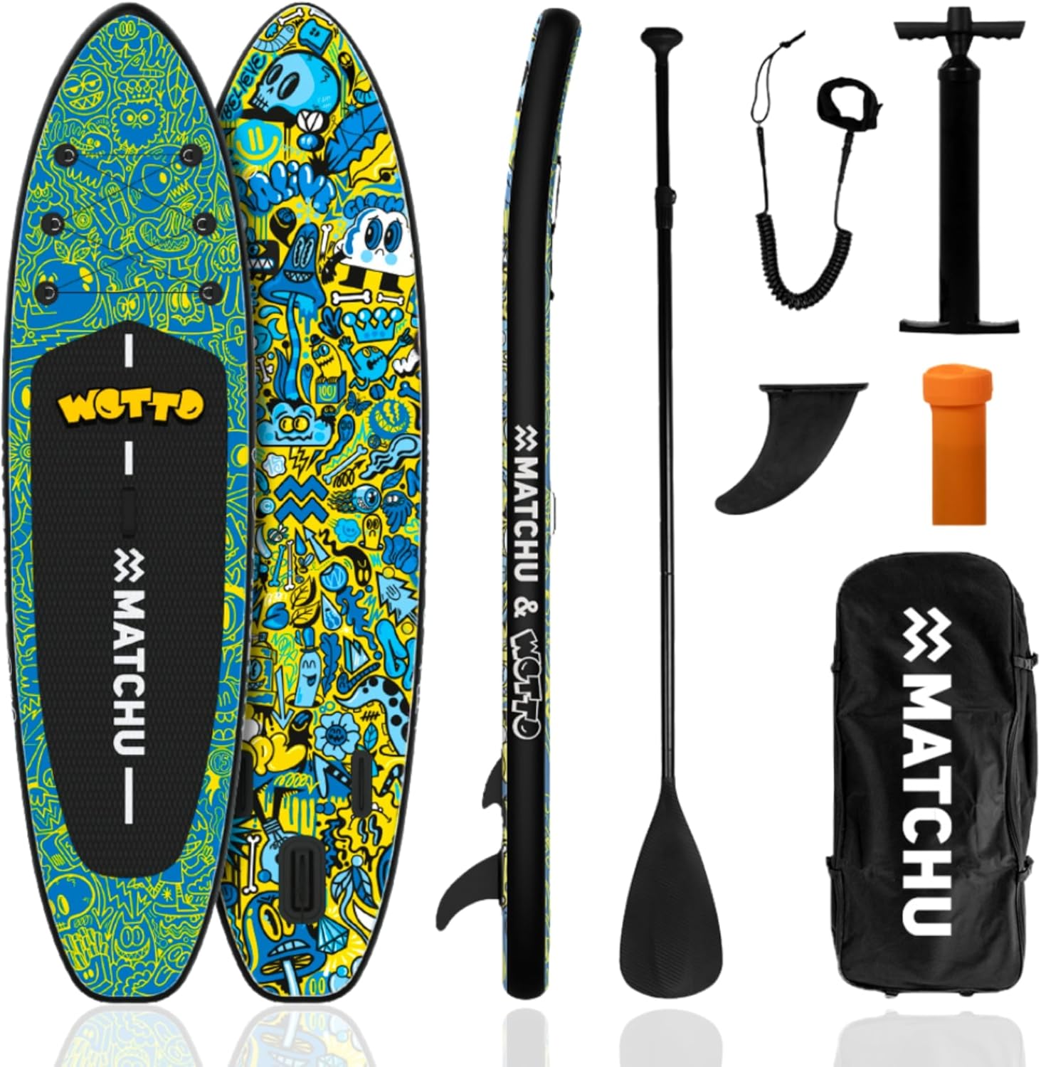 Tabla Paddle Surf Hinchable MATCHU Art Collection 320x81x15 cm - SUP Inflable Edición Limitada - Capacidad 150 kg - Diseño Multicolor con Kit Completo-Palolyhaven