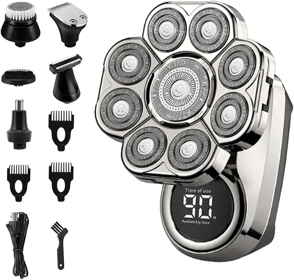 Afeitadora Eléctrica 9D para Hombre - Kit de Aseo 6 en 1 Impermeable con Pantalla LED para Afeitado en Seco y Húmedo-Palolyhaven