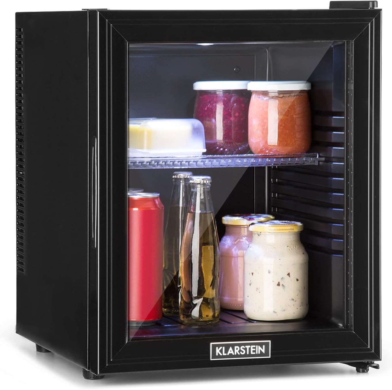 KLARSTEIN Nevera Pequeña Portátil 32L Puerta Cristal Mini Frigorífico Silencioso Oficina Casa 12-18C - Minibar Compacto-Palolyhaven