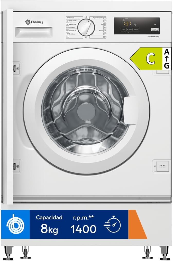 Lavadora Integrable Balay 3TI987B 8 kg 60 cm - Motor ExtraSilencio AquaControl Plus Carga Frontal y Tiempo Restante-Palolyhaven