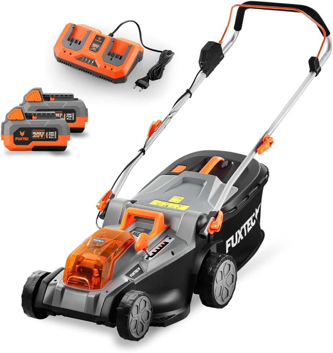 FUXTEC Cortacesped Sin Cable 40V 2x20V E2RM43 Kit Baterias y Cargador Ancho Corte 43cm Altura Ajustable Jardin Residencial - Cortacesped FUXTEC-Palolyhaven