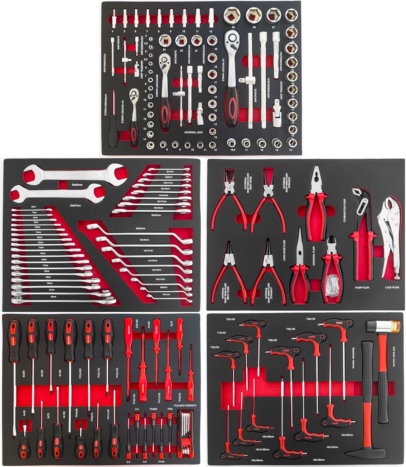 JOMAFA Edición Carbono Kit Módulos de Herramientas EVA 160 Piezas Acero Cromo Vanadio Taller Profesional Mecánico - Juego Herramientas JOMAFA-Palolyhaven