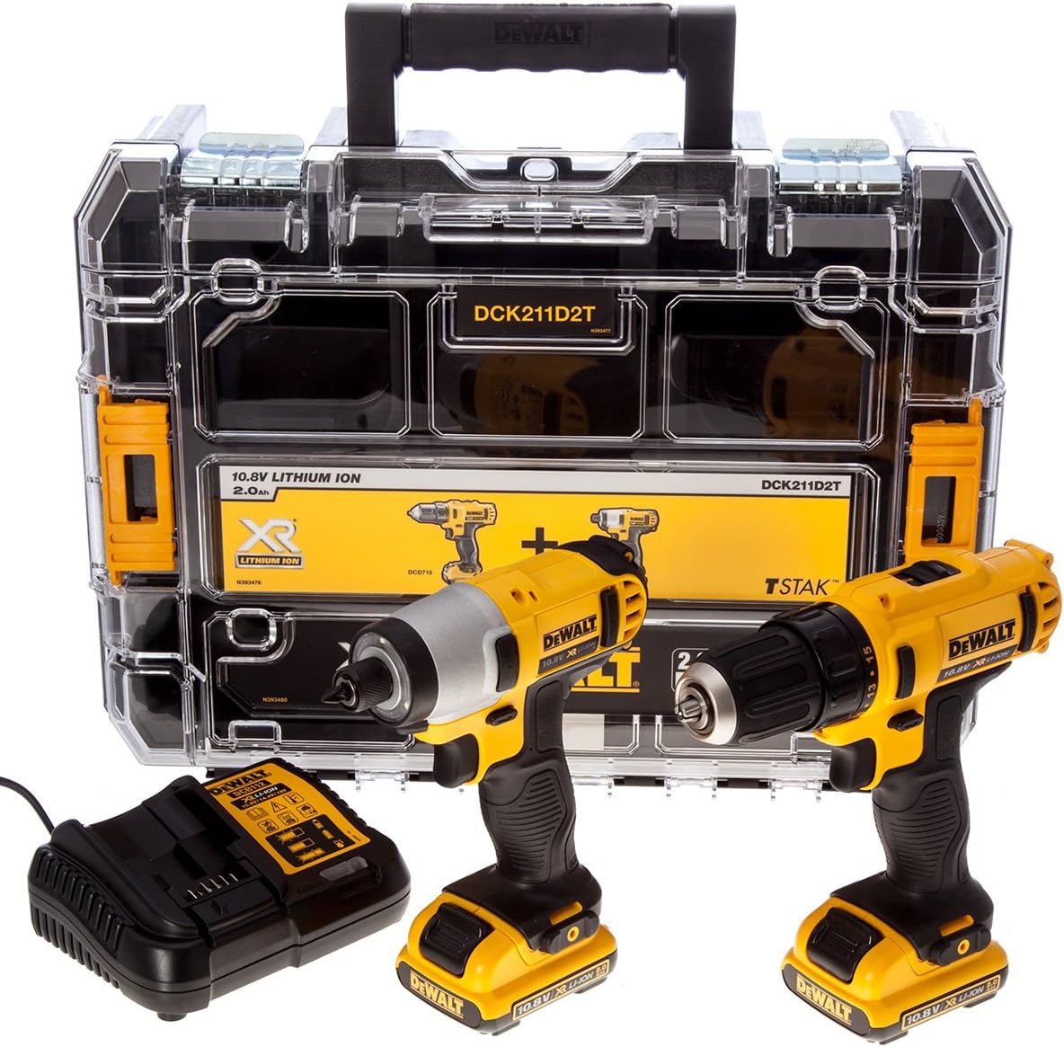 DEWALT DCK211D2T-QW Kit Taladro Atornillador DCD710 XR 12V Atornillador Impacto DCF815 XR 12V con Baterías Litio 2Ah y Organizador TSTAK V Profesional Compacto Taller Construcción - Kit Herramientas DEWALT-Palolyhaven
