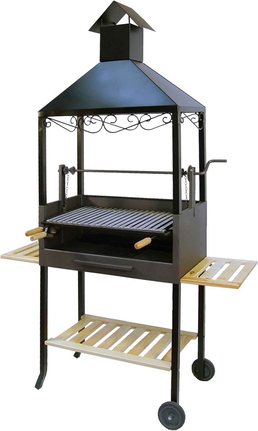 Imex El Zorro barbacoa chimenea 73x40x206 cm parrilla inox carro campana cajon jardin exterior - barbacoa chimenea carbon jardin - coccion vertical exterior-Palolyhaven