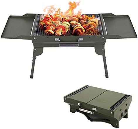 Parrilla carbón portátil con bandejas plegables - acero inoxidable - herramientas barbacoa - modelo SYW315-DXX-L65133-Palolyhaven