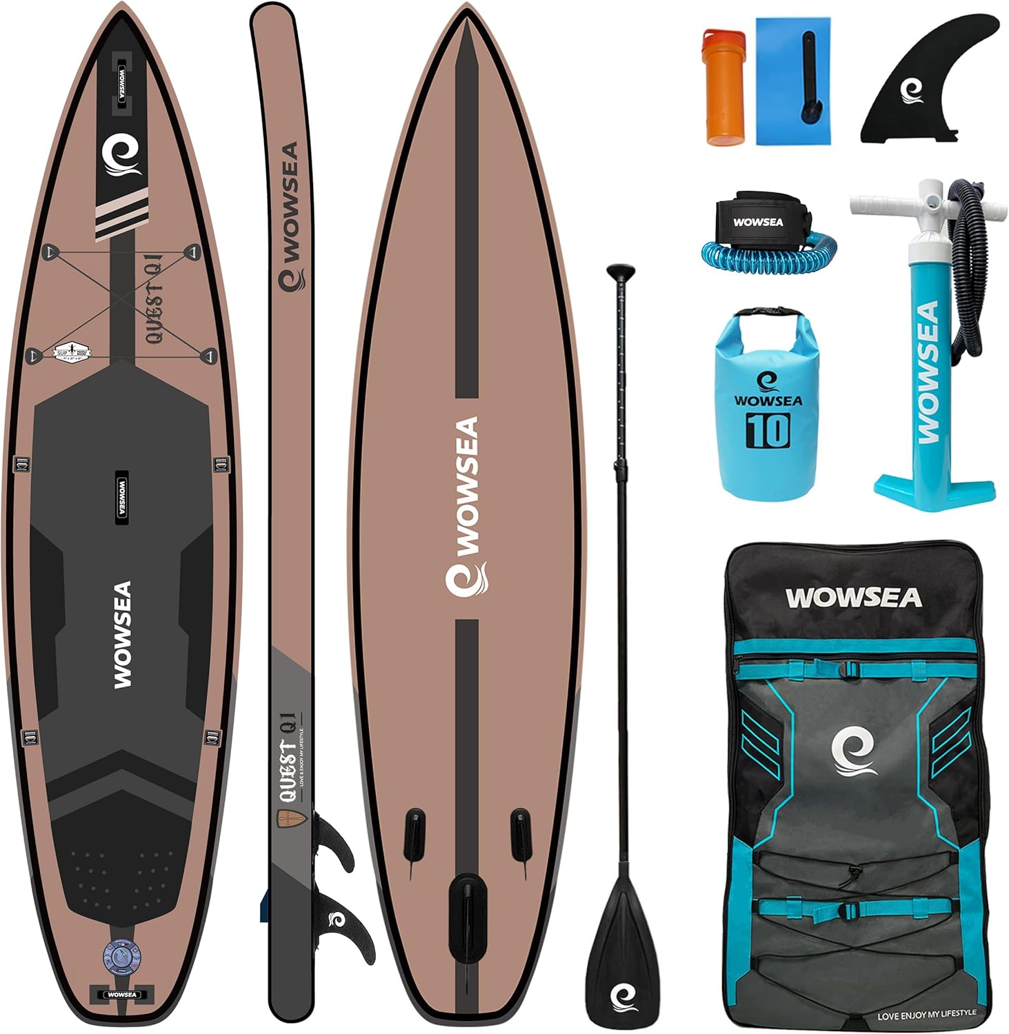 Tabla Paddle Surf Hinchable WOWSEA Quest Q1 335x79x12,7 cm - SUP Estable para Recreación y Enseñanza Acuática - Azul-Palolyhaven