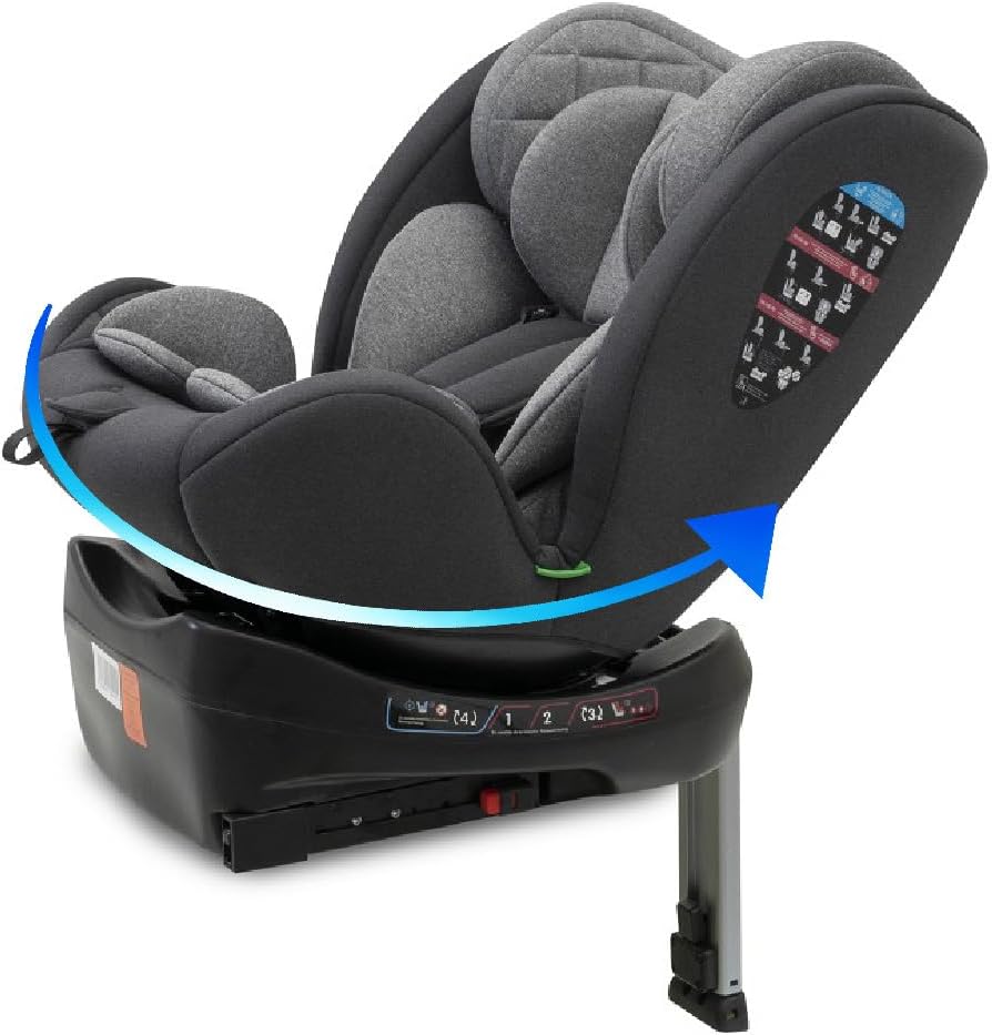 Various silla de coche i-Size 40-150 cm ISOFIX giratoria 360 grupo 0 1 2 3 gris-Palolyhaven