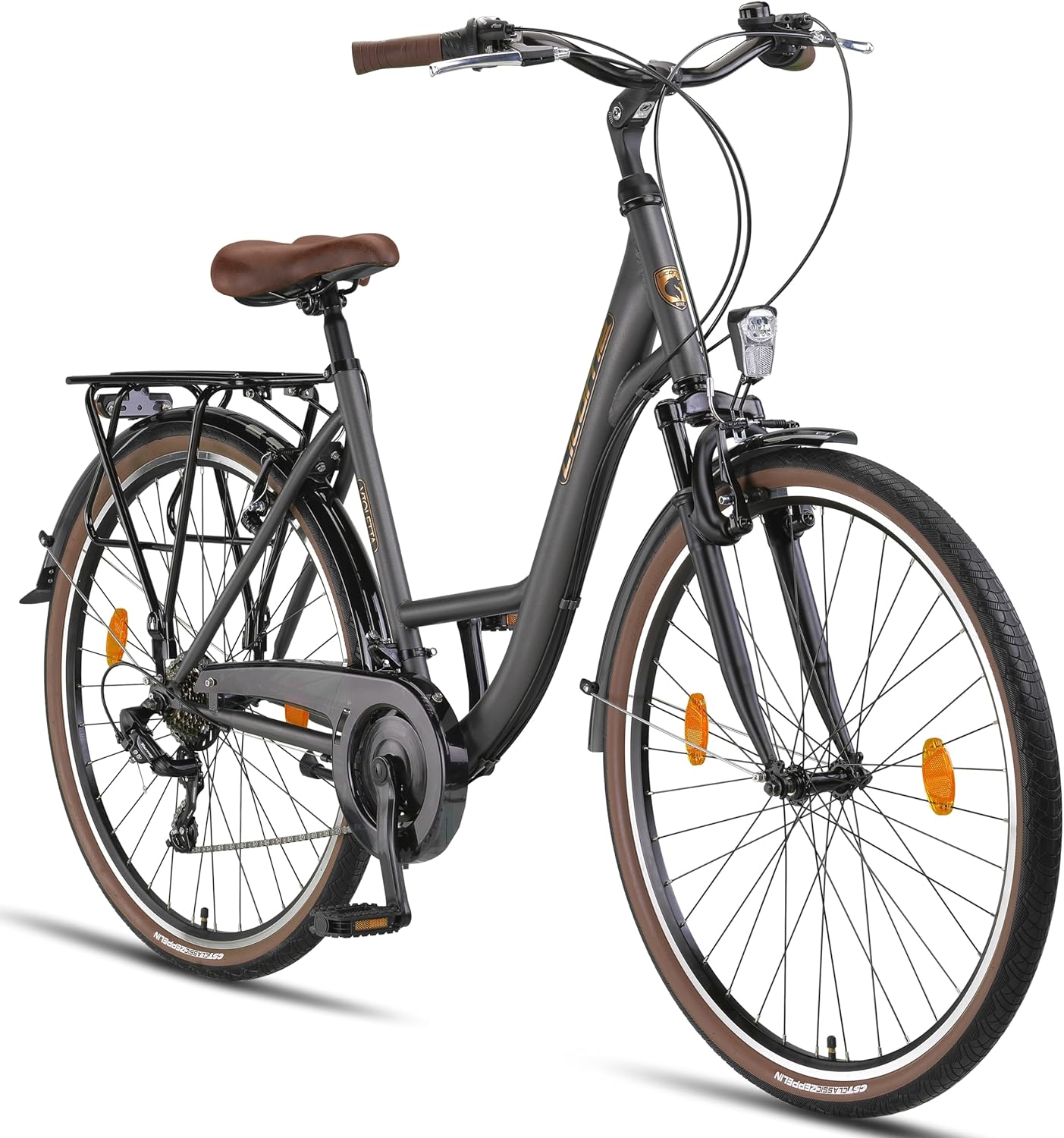 Licorne Bike VIOLETTA bicicleta urbana holandesa 28 pulgadas - 21 velocidades - acero aleado - antracita-Palolyhaven