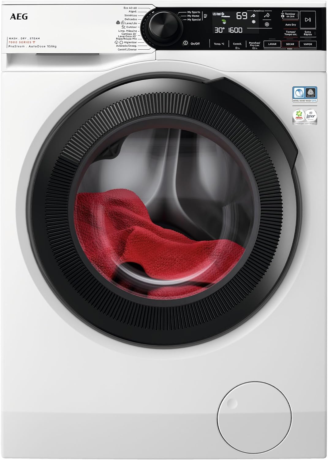 Lavadora secadora AEG LWR7316O4Q - lava 10 kg y seca 6 kg - 1600 rpm - WiFi - autodosificación - programa NonStop - blanca-Palolyhaven