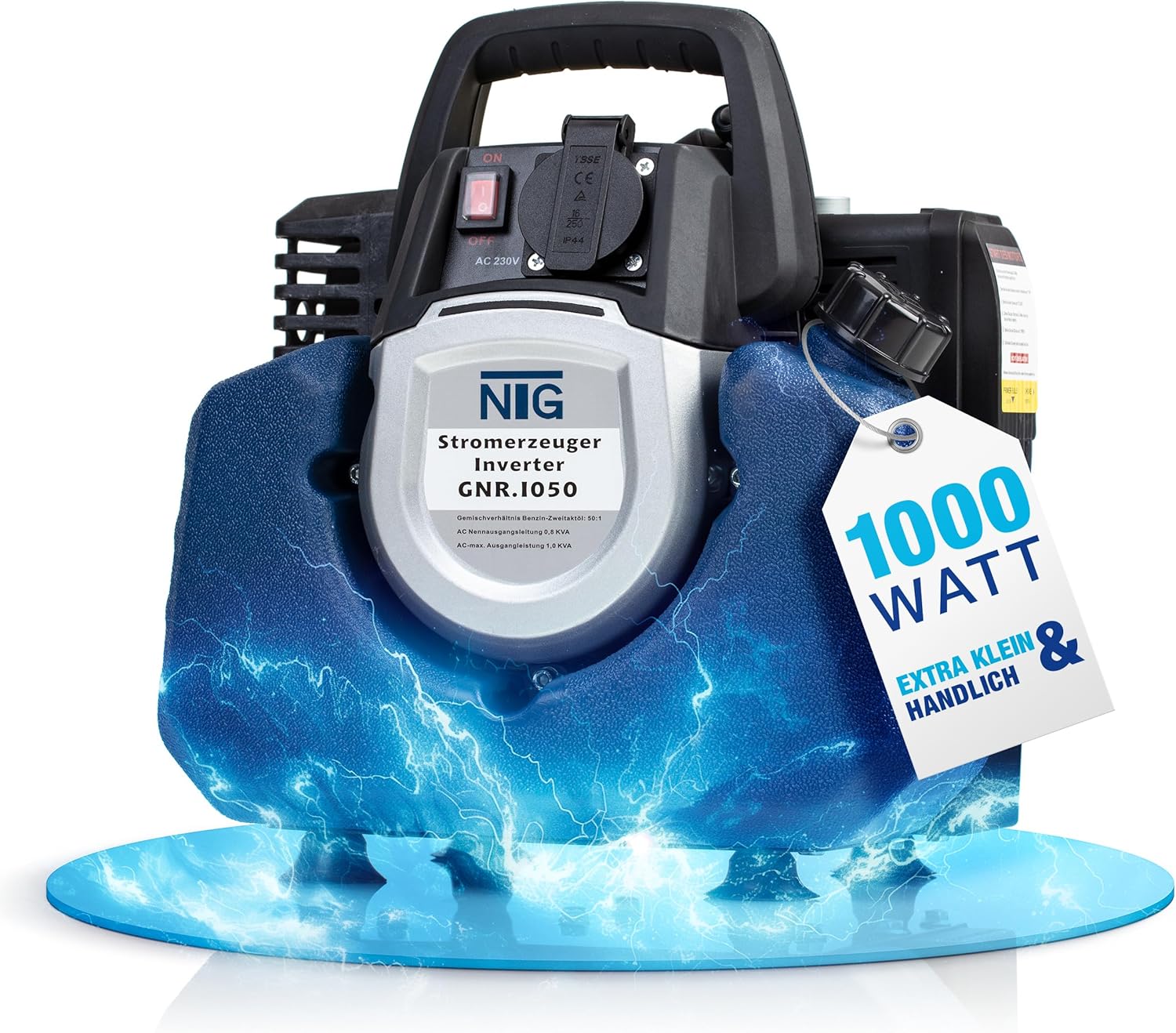 Generador Inversor GNR1050 Gasolina 1000W Portatil 2 Tiempos 3.5L Camping Emergencia Compacto 8.5kg - Generador Inverter GNR1050 1000W Portatil-Palolyhaven