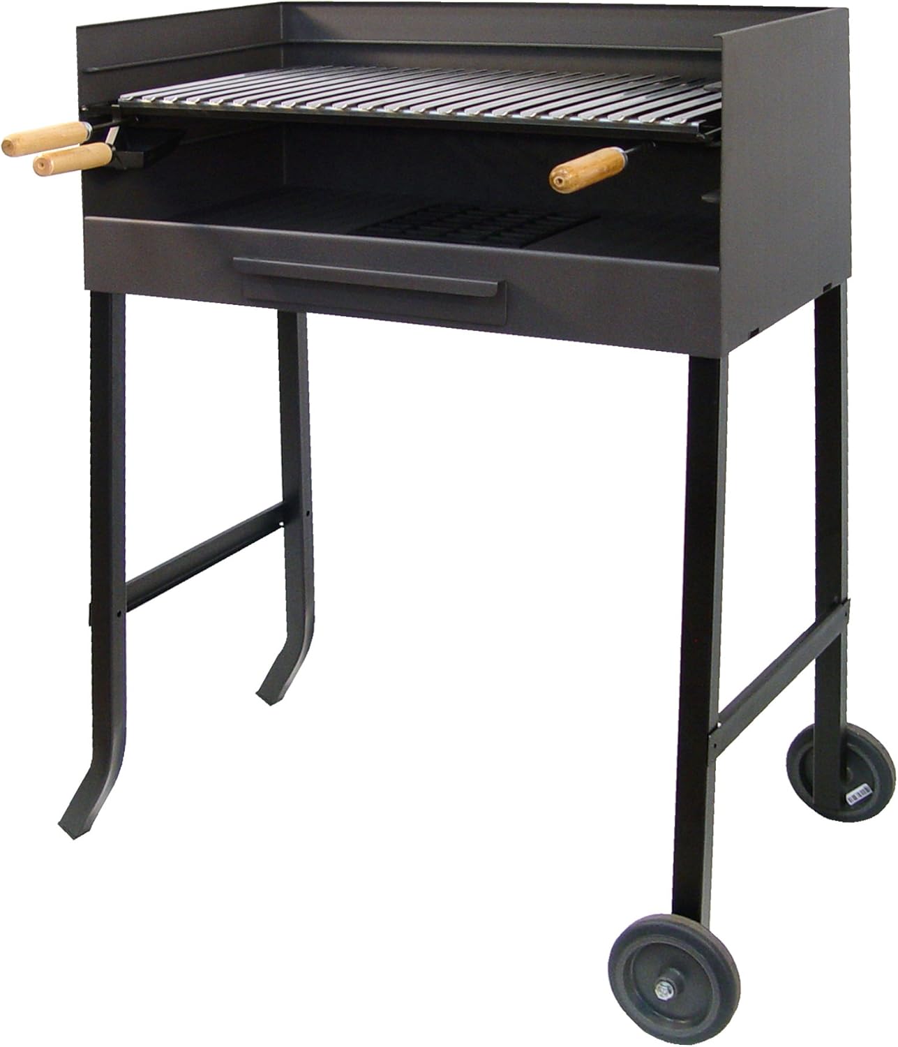 Barbacoa de Carbón con Campana y Carro con Ruedas - 72x40x100 cm - Acero Resistente al Calor - Parrilla para Jardín Patio y Terraza Exterior-Palolyhaven