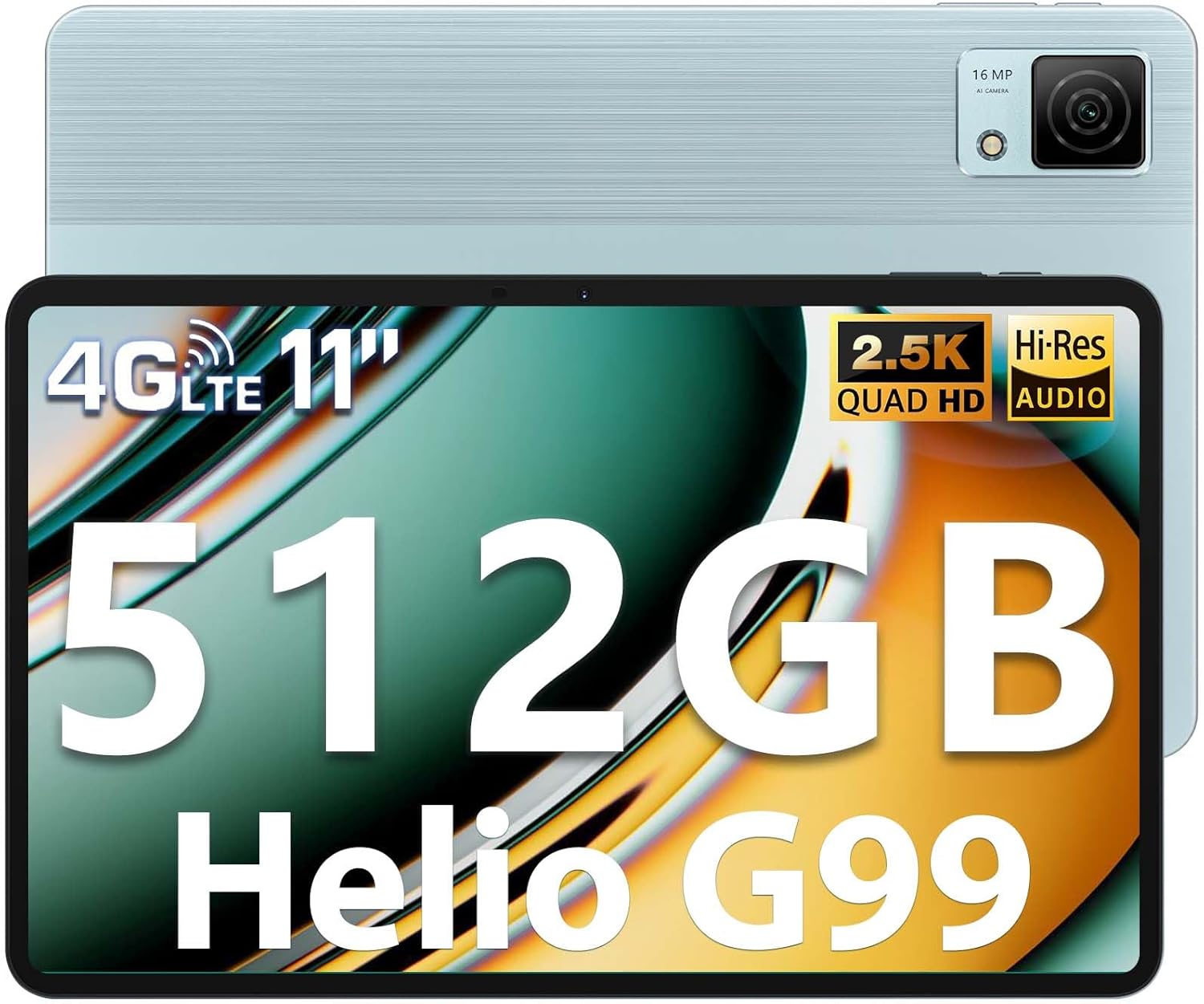 Tablet DOOGEE T40 11 Pulgadas Android 14 Azul - 20 GB RAM 512 GB ROM 2,5K FHD Dual 4G SIM 8580 mAh y Face ID-Palolyhaven