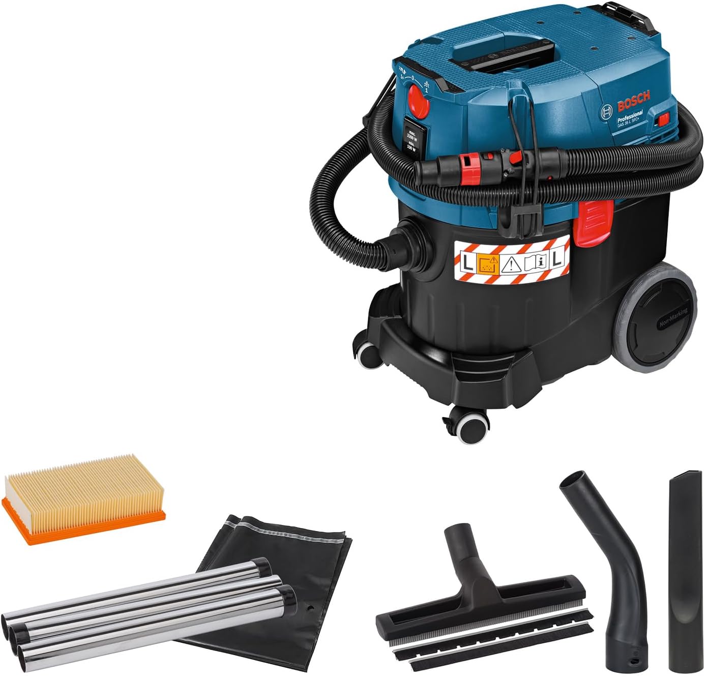 Bosch GAS 35 L SFC aspirador seco húmedo 35L 1200W manguera 3m industrial HEPA - aspiradora profesional con cable potente - limpieza construcción y taller-Palolyhaven