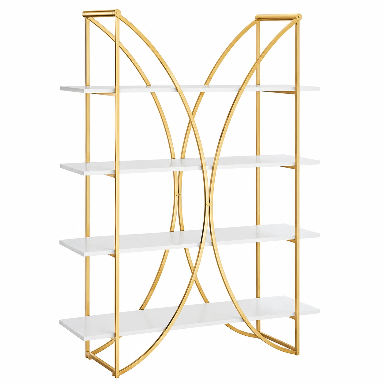 Estanteria decorativa de lujo con estructura dorada y baldas modernas-meubario