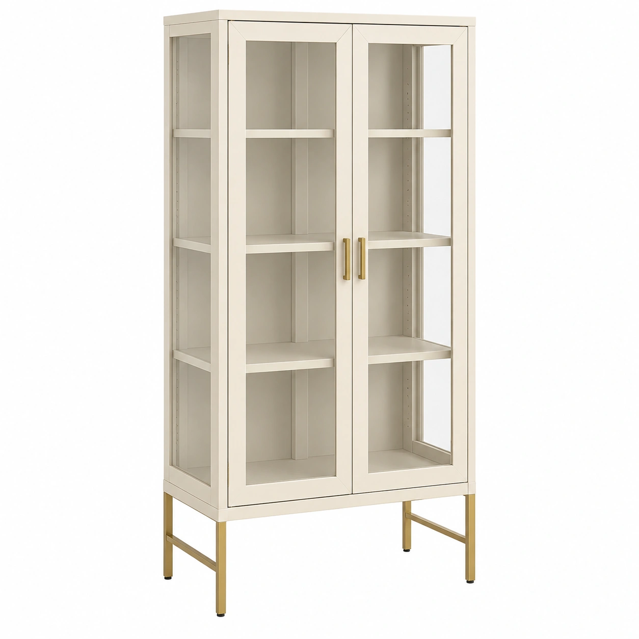 Vitrina Moderna de Metal y Vidrio 80 cm Crema-meubario