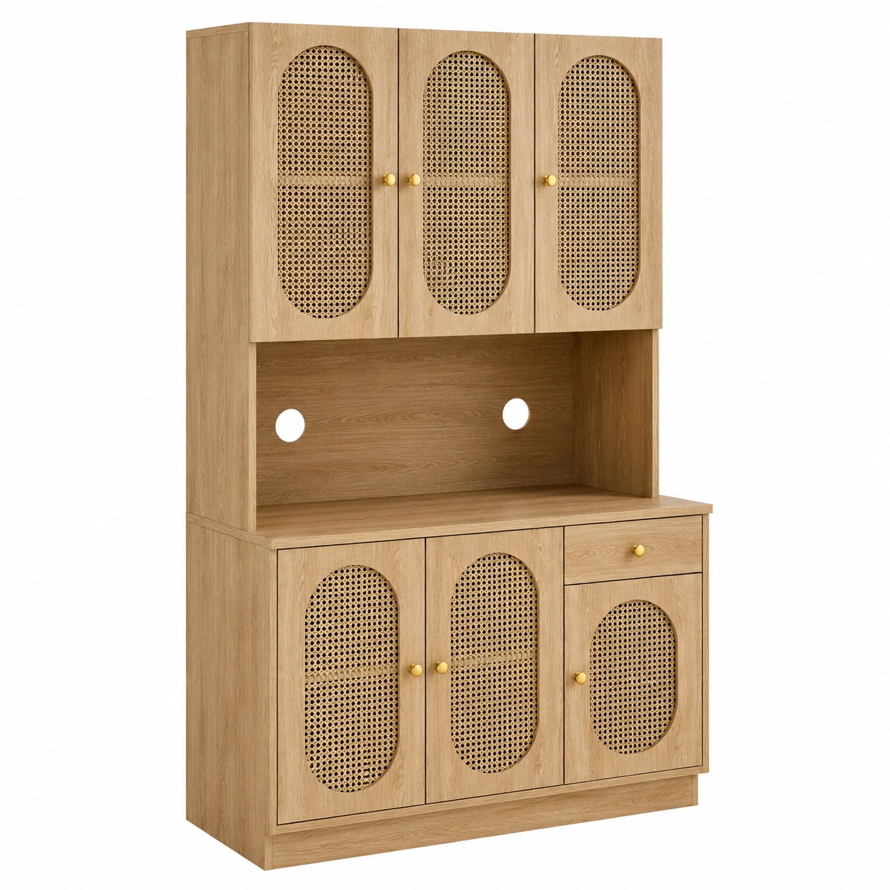 Vitrina aparador moderna con puertas de rejilla 100 cm Roble natural-homexaio