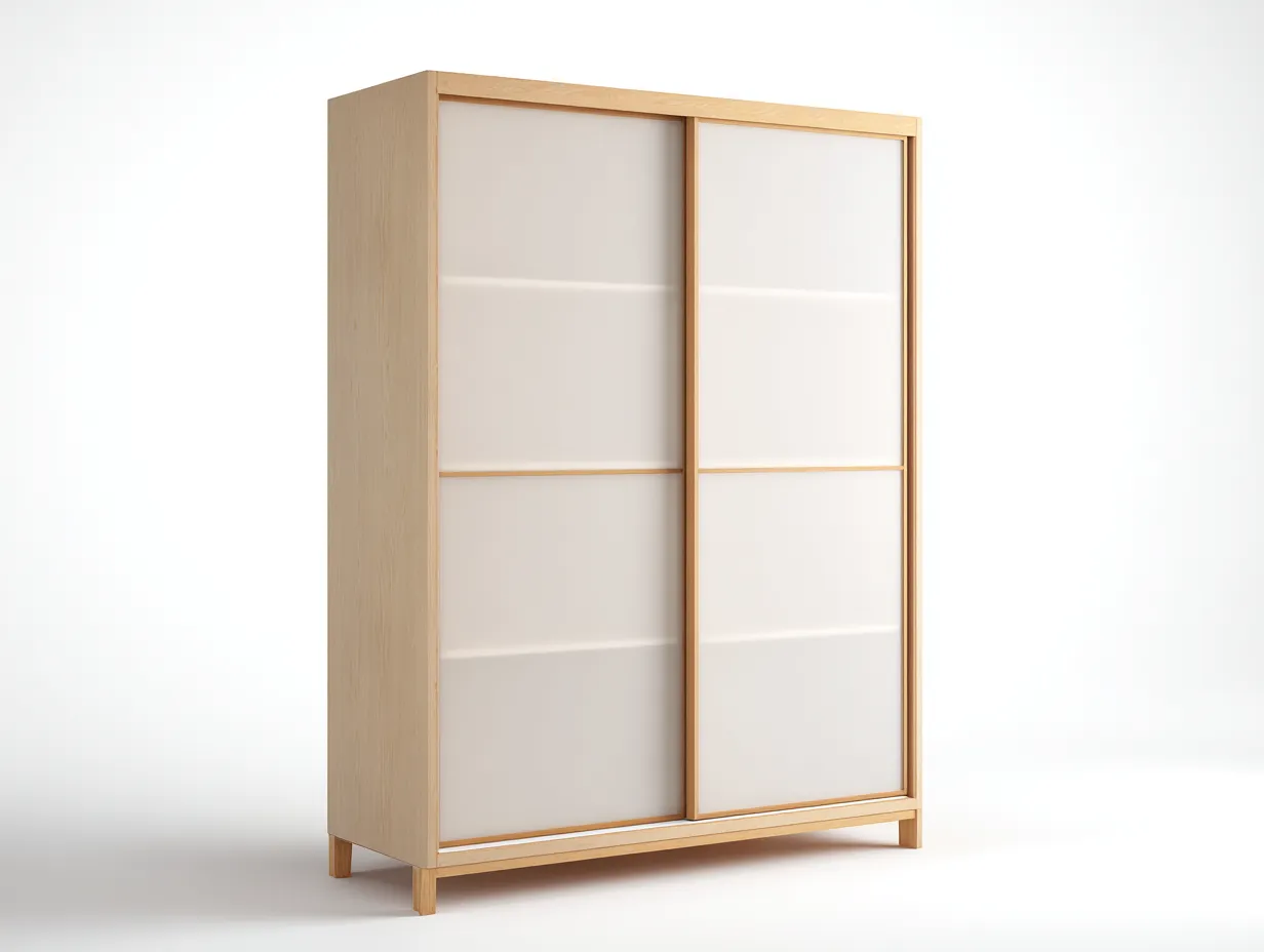 Armadio - legno-vetro - 120x62x200 cm - naturale-bianco - stile moderno-Havengohub