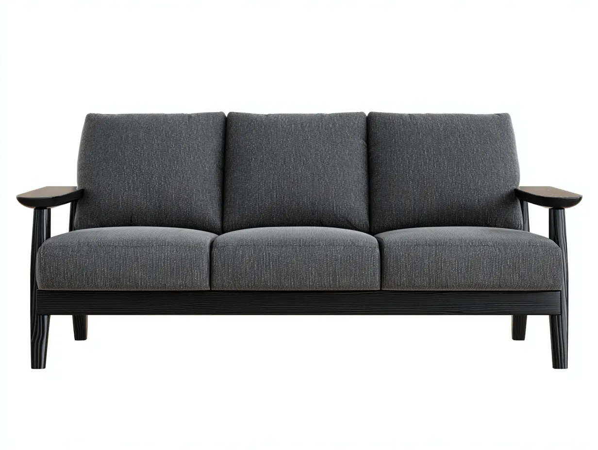 Divani a 3 posti - tessuto-legno - 196x84x82 cm - grigio scuro-nero - stile moderno-Havengohub