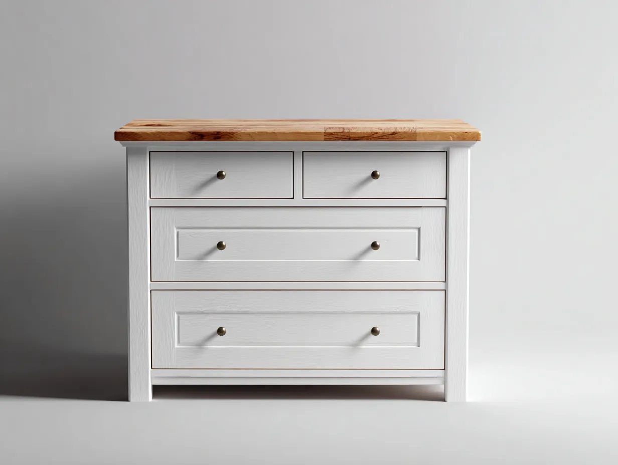 Cassettiera-MDF-Legno-88x42x86 cm-Bianco-Naturale-Classico moderno-Havengohub