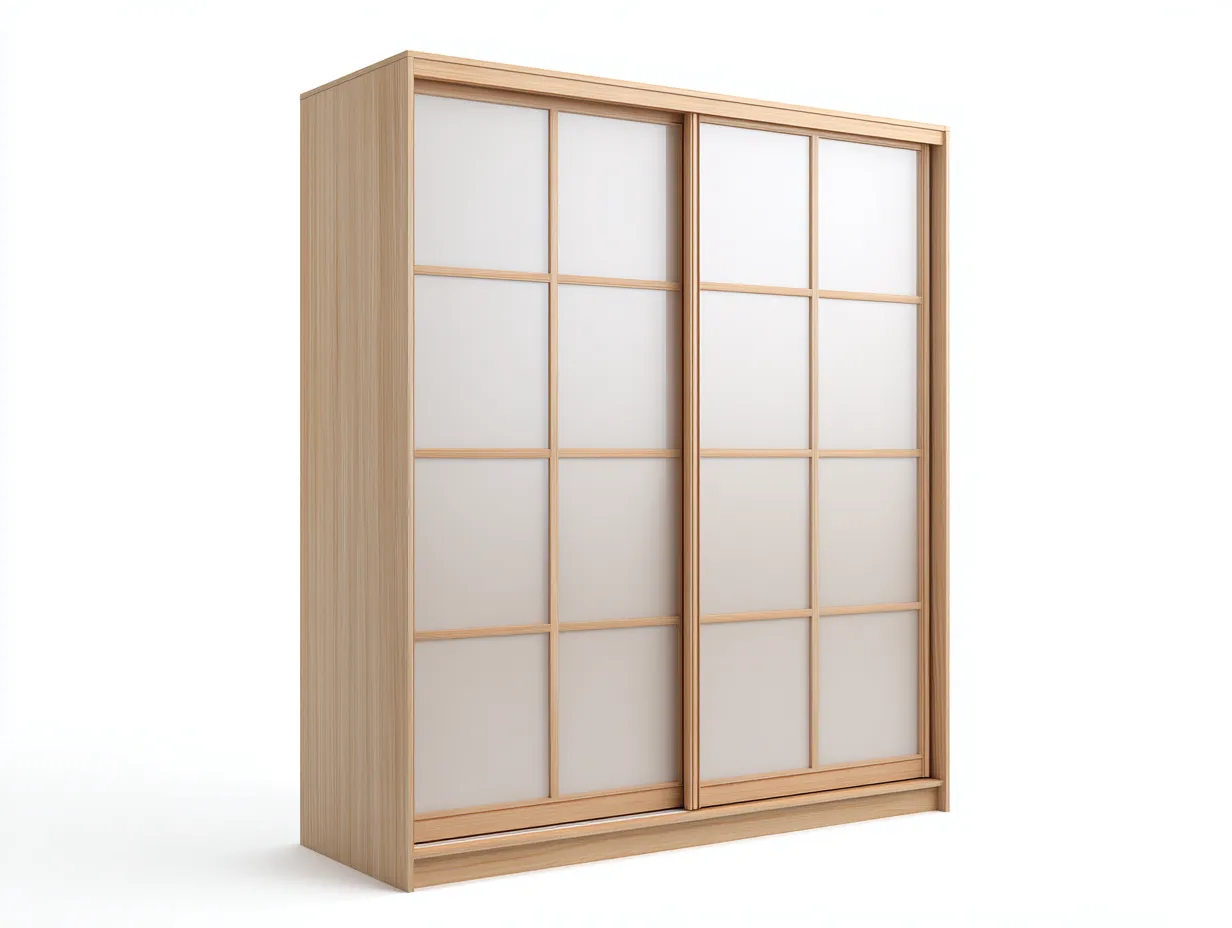 Armadio - legno-vetro - 160x65x205 cm - naturale-bianco - stile moderno-Havengohub