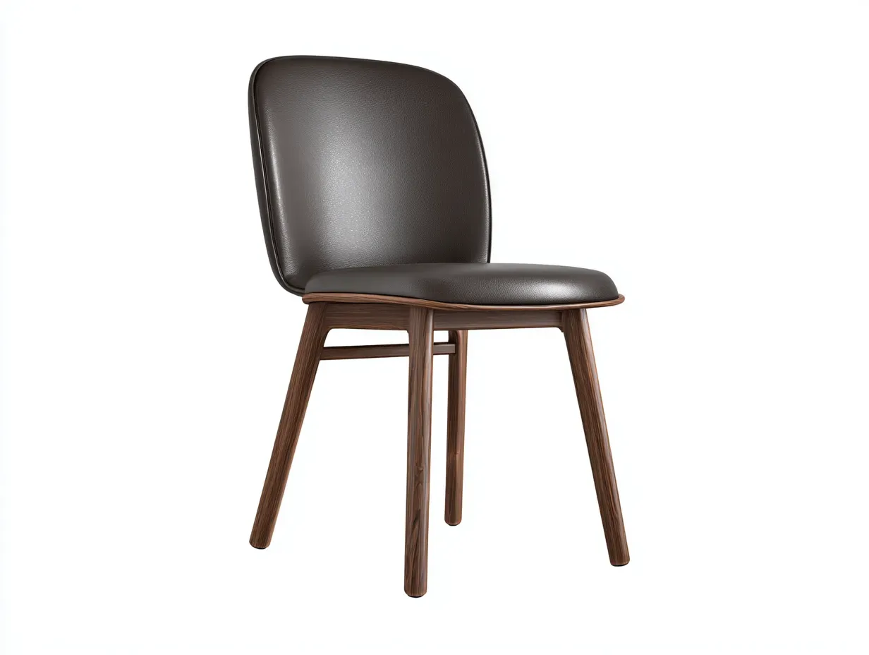 Chaise de salle à manger-cuir synthétique-bois-53 x 48 x 79 cm-marron foncé-style moderne-Nookgolab