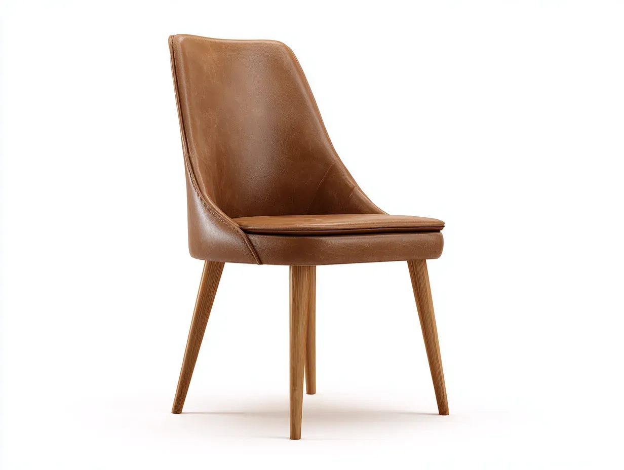 Chaise de salle à manger-cuir synthétique-bois-53 x 47 x 82 cm-marron-style moderne-Nookgolab