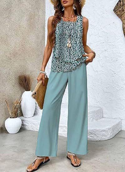 Women's 3D Print Two-Piece Vest & Pants Set