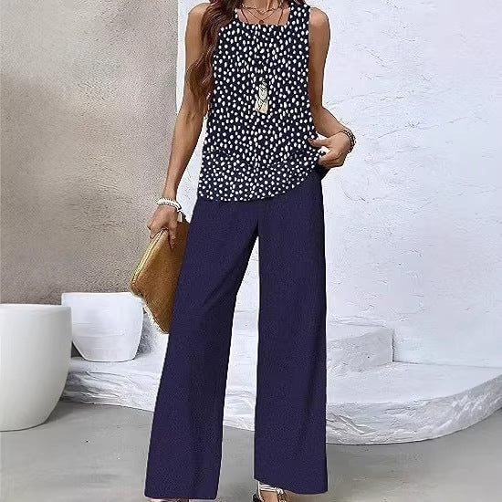 Women's 3D Print Two-Piece Vest & Pants Set