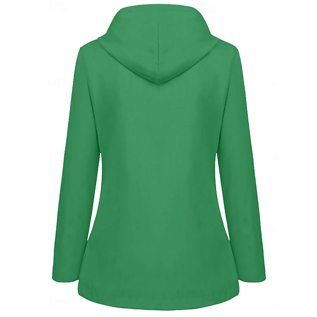 Women's Hoodie Jacket Waterproof Comfortable Pocket Buttons Casual Plain Vacation Street Casual Daily Wear Single Breasted Regular Hooded Regular Fit Long Sleeve Outerwear Yellow Red Navy Blue Spring