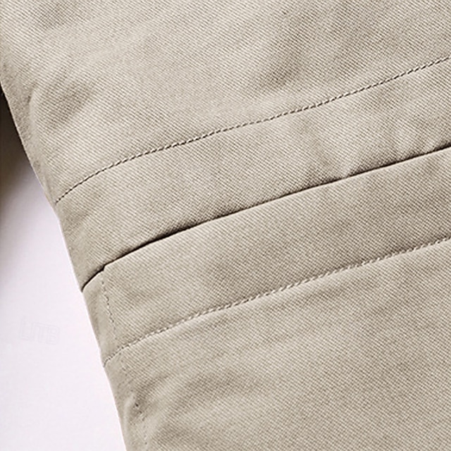 Men's Lightweight Jacket Trucker Jacket Outdoor Jacket Summer Jacket Daily Wear Workfashion Windproof Buttons Inside Pocket Spring Fall Plain Stylish Business Shirt Collar Regular Black khaki Army