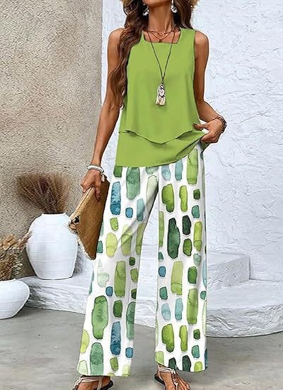 Women's 3D Print Two-Piece Vest & Pants Set