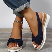Women's Beige Slingback Espadrille Sandals with Bow Detail – Casual Summer Open-Toe Wedge Sandals
