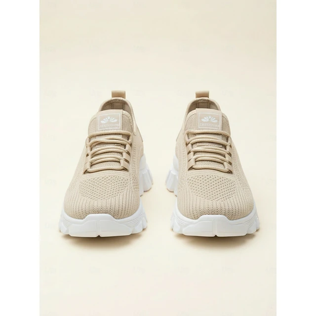 Women's Khaki Breathable Walking Shoes - Lightweight Lace-Up Comfort Sneakers For Travel and Daily Wear